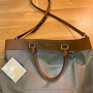 Michael Kors nylon tote with leather straps and outline